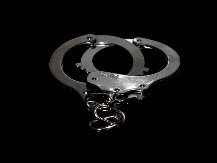 handcuffs, 8, black silver, caught, metal, steel, chain