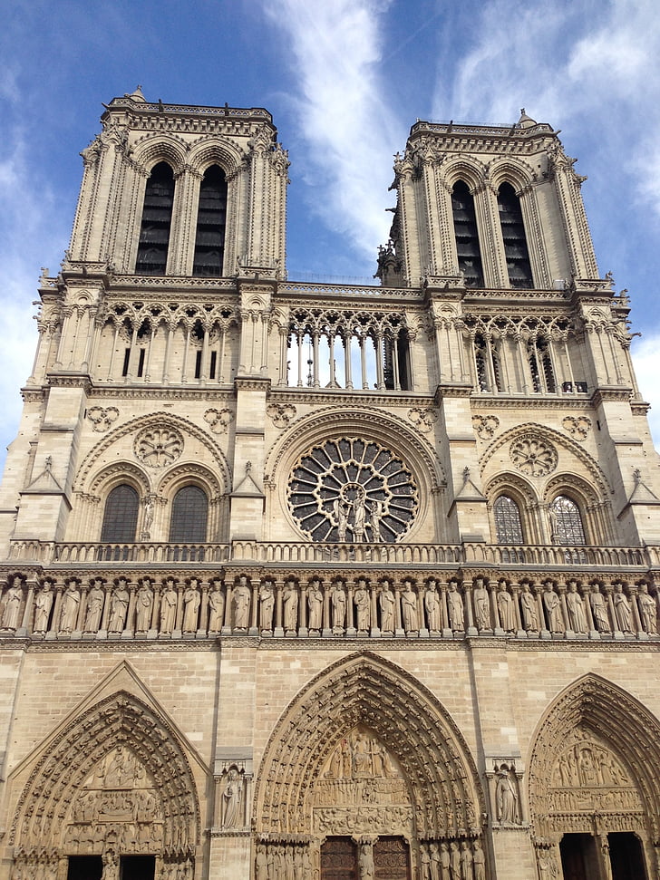 kyrkan, berömda landmärken såsom, Frankrike, landmärke, Notre dame, Notre dame de paris, Paris