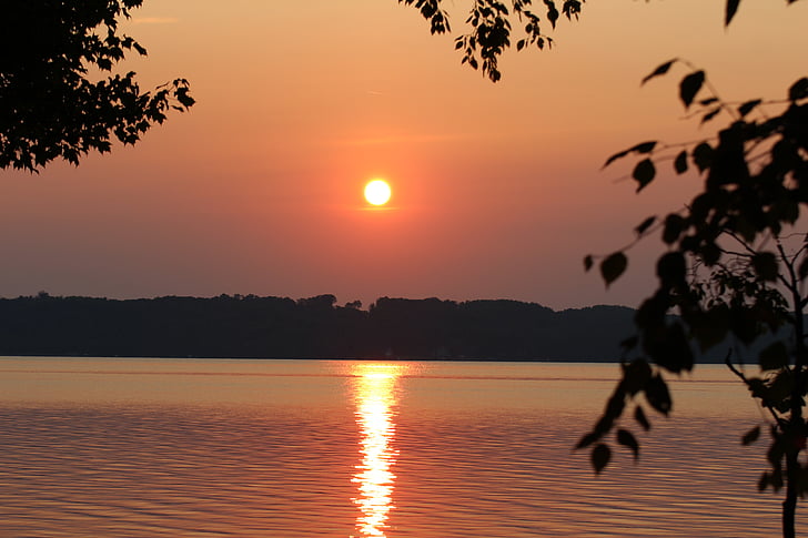 sonce, sončni zahod, vode, narave