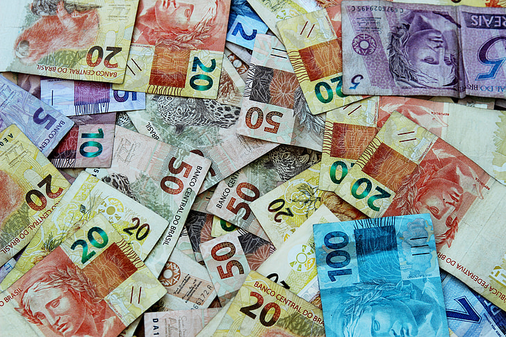 cédulas, dinheiro, real, Nota, moeda brasileira, Brasil, Cinquenta dólares