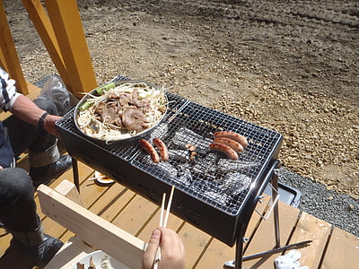 Tšingis-kaani, grilli, hearthstone, syödä, kesällä, ulkona, puolue