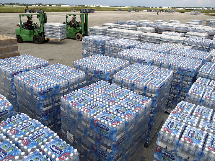 pierson, florida, water, forklifts, cases, pallets, hurricane relief