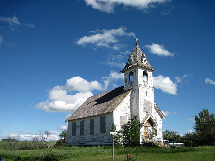 igreja abandonada, Dakota do Norte, Igreja, arquitetura, edifício, Marco, projeto de arquitetura