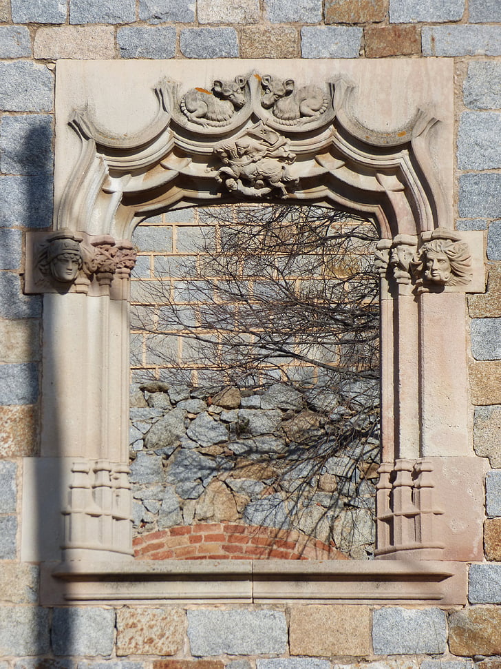 finestra, medieval, pedra tallada, Paradoxa, símbol, arquitectura, material de pedra