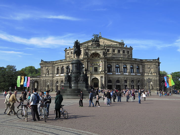 Dresden, Semper opera house, het platform, Saksen, historisch, oude stad, gebouw