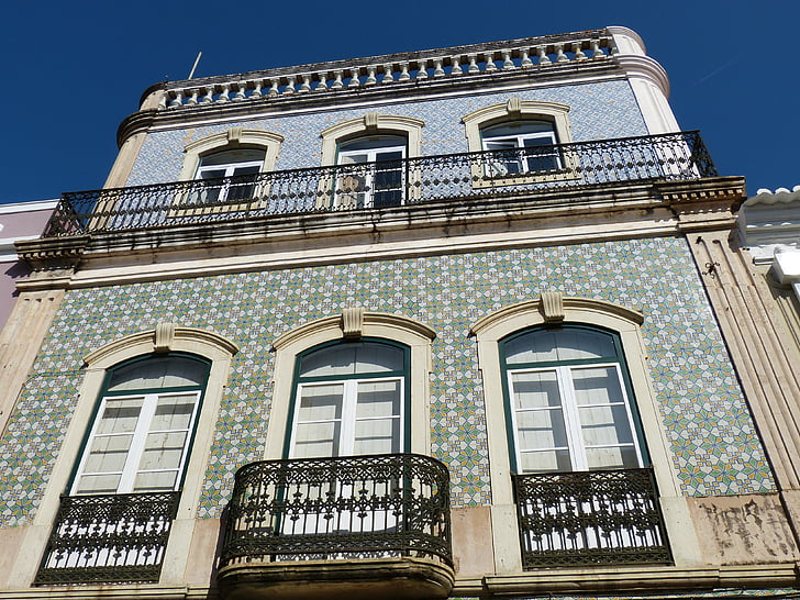 Silves, Algarve, Portugal, hjem, fasade, vinduet, balkong