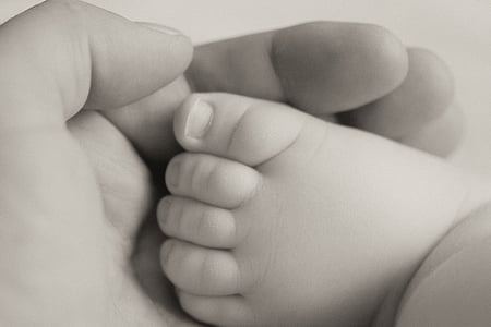 stopala, otroka, roko, novorojenčka, dojenčka, telo, nego
