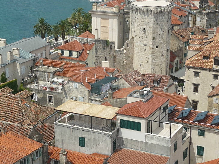 Splitas, Kroatija, atostogų, Miestas, namai, peizažas, namas
