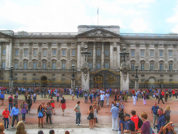 edifício, Buckingham, Palácio, pessoas, Londres