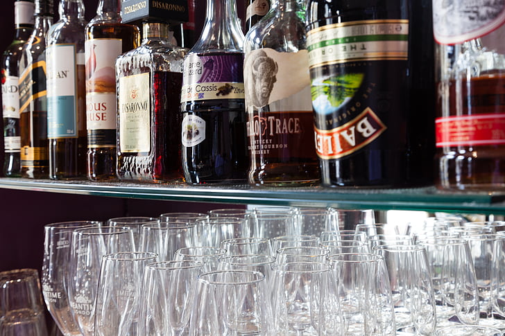 spirits, bottle, bar, shelf, glass, alcohol, drink