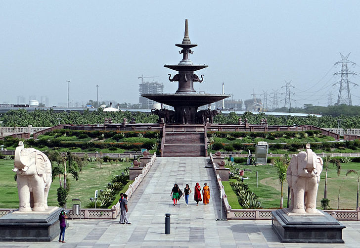 Dalit prerna sthal, Memorial, fontän, trädgård, sandsten, Noida, Indien