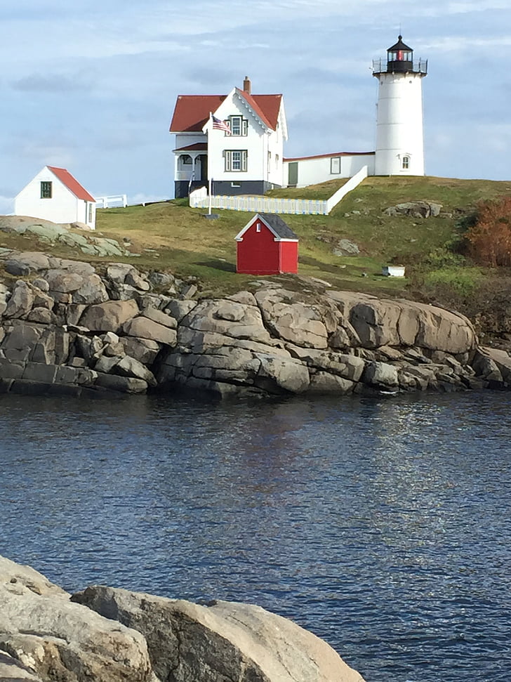 Maine, Lighthouse, vatten, Rocks, Seaside, Ocean, nya