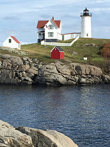 maine, lighthouse, water, rocks, seaside, ocean, new