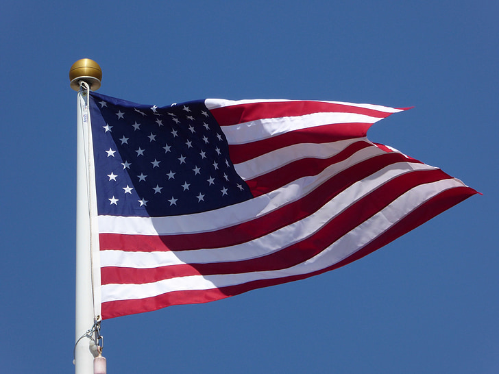 САЩ, флаг, звезди, ивици, вятър, американски флаг, трептене
