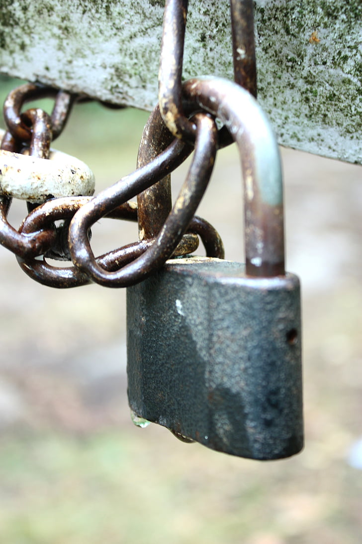 chain, by wlodek, the closure of, the fence, housing, metal, rust