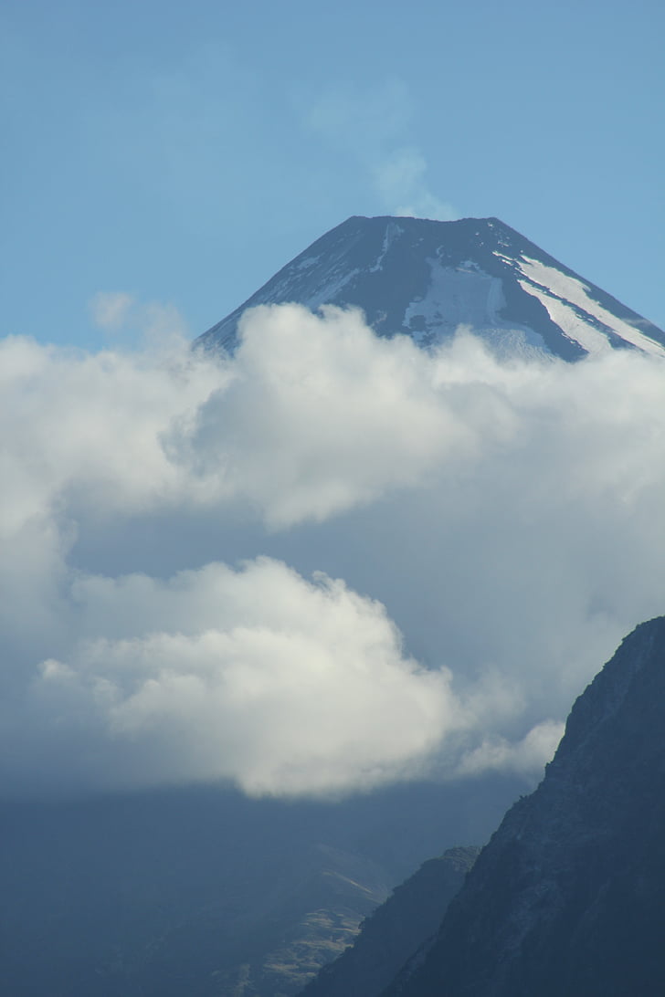 paisaje, nubes, Volcán