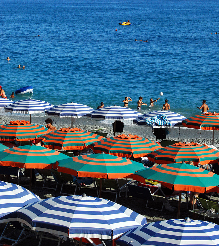 umbrellas, sea, holiday, summer, beach, water, tourism