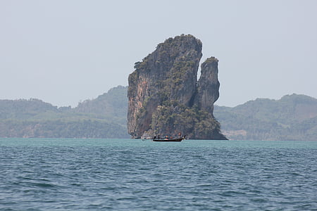 cliff, mountain, island, sea, water, archipelago