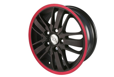 red, black, lug, Wheel, Alloy, Car, white background