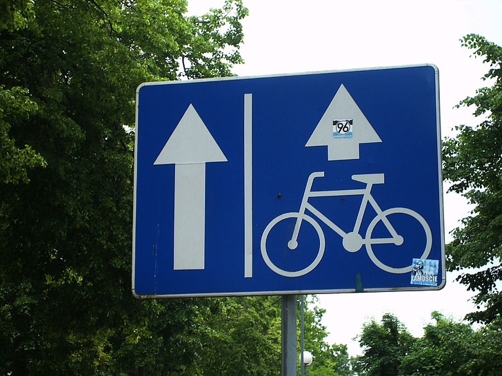 senyal de trànsit, signes, carrer d'una manera, PKW, bicicleta
