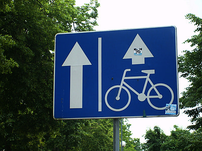 road sign, signs, one way street, pkw, bike