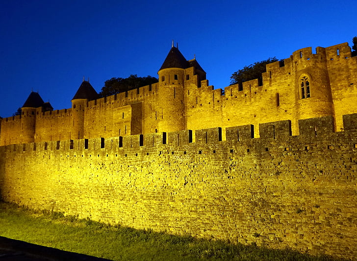 Castle, abad pertengahan, benteng, arsitektur, Carcassonne, abad pertengahan, Prancis
