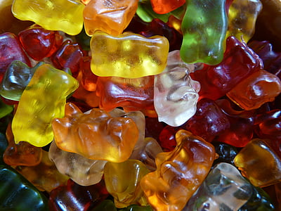 cukierki, kolorowe, kolorowe, gummy niedźwiedzie, słodycze, jedzenie, szczelnie-do góry
