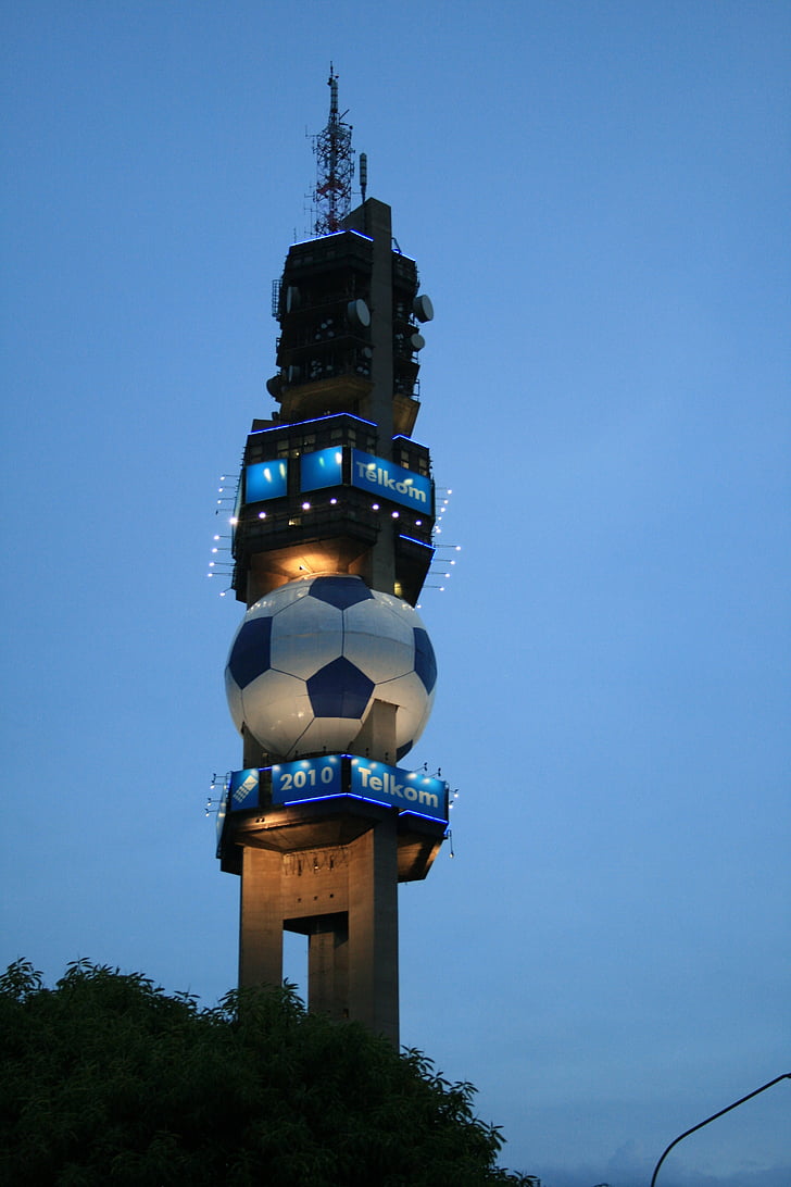 tower, broadcasting, telecommunications, radio, tall, lit, light
