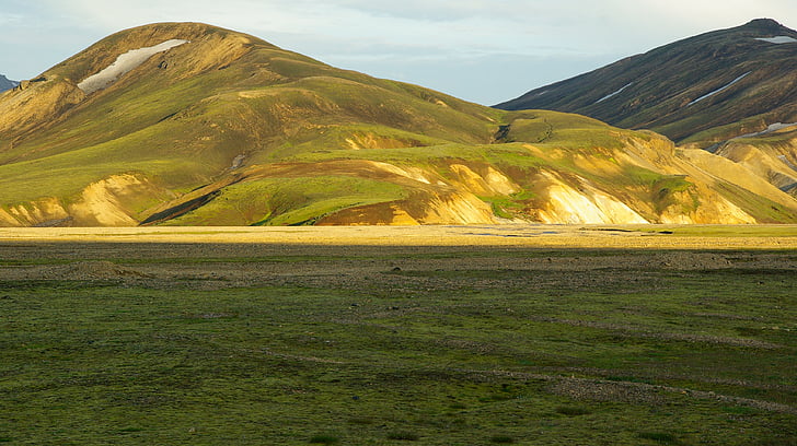 Исландия, сянка, вулкан, залез