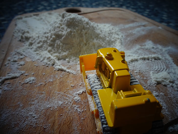 flour, toy, bulldozer
