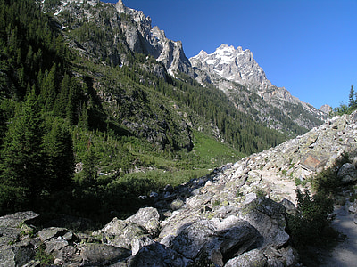 Grand teton national park, Wyoming, nebo, oblaci, planine, klanac, dolina