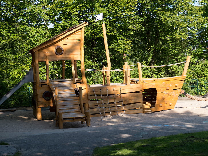 loď, hřiště, hrát, dřevo