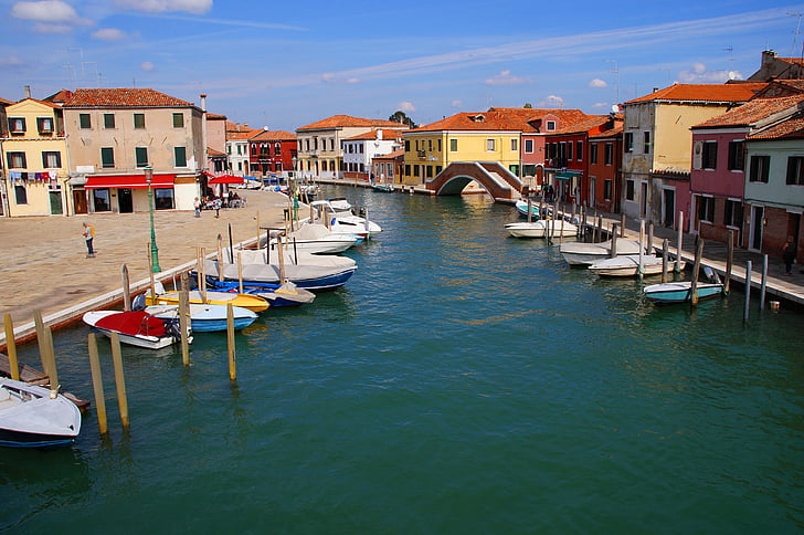Itálie, Benátsko, Benátky, Murano, kanál, Campo san donato, výhled na ponte san donato