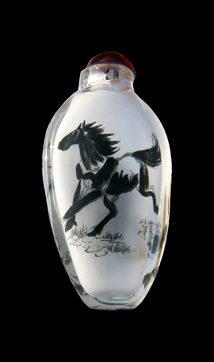 horse, vase, tusche indian ink, drawing, chinese, bottle