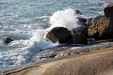 viļņi, jūra, daba, akmeņi, vējš, okeāns, ūdens