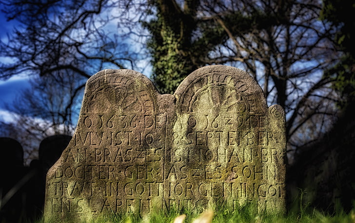 Tombstone, mộ, nghĩa trang, đá, ảm đạm, tang, Old cemetery