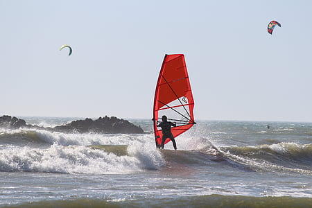 windsurfing, water sports, ocean, sea, beach