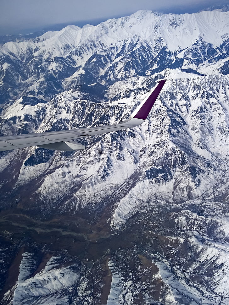 vliegtuig, venster, venster zetel weergave, weergave, Himalaya, Kasjmir, Srinagar