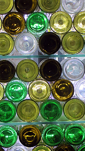 flaskor, glas, färg, förvaring, inredning