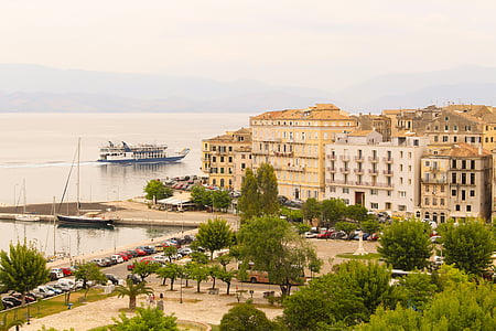 Corfu, Bến phà, con tàu, Port, tôi à?, ý, Châu Âu