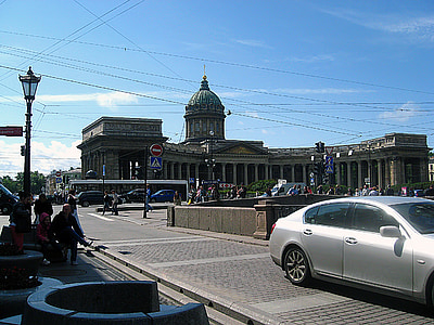 Kazan, Jumala Ema, Cathedral, Street, Liiklus, taevas, sinine