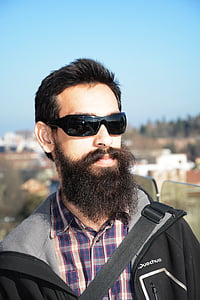 uomo, barba, giovani, Ritratto, occhiali da sole, barba lunga