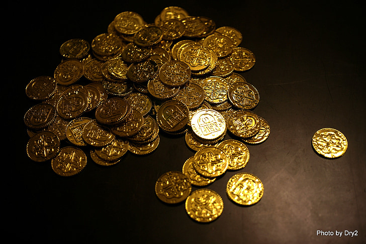 Bitcoin, pièces de monnaie, Or, argent, devise, richesse, riche
