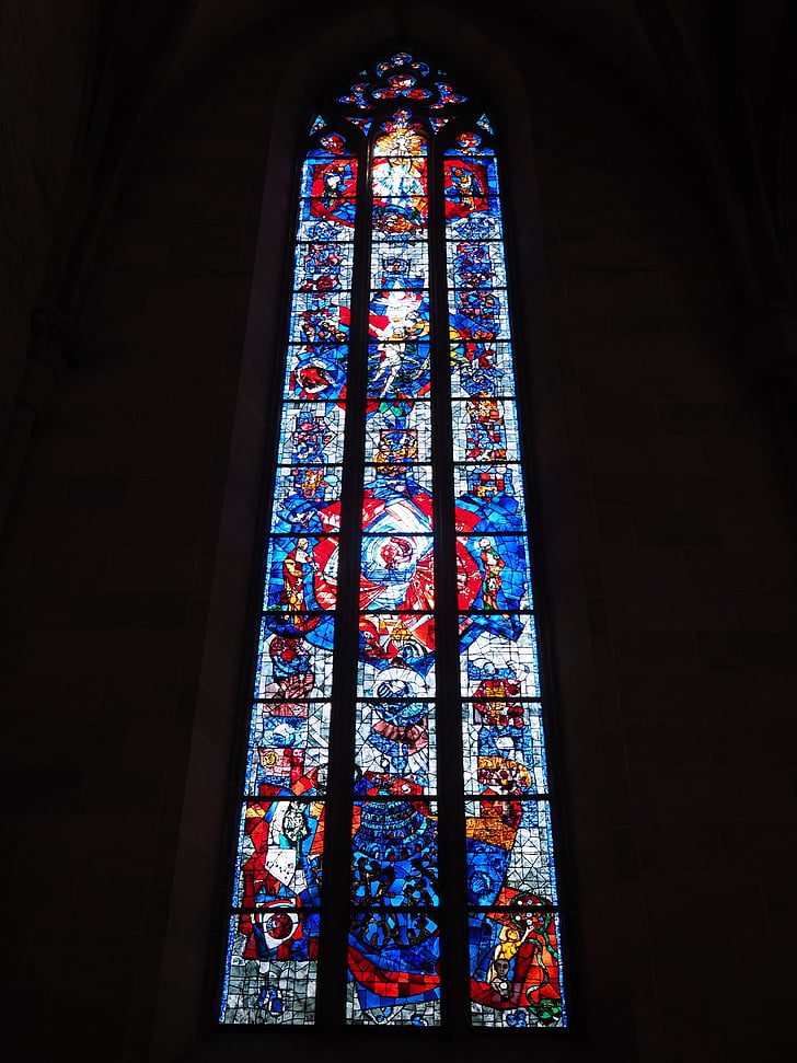 baznīcas logu, vitrāžas, baznīca, logu stikls, svēts, Ulm katedrāle, Münster