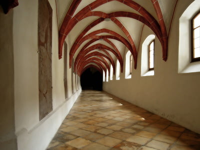 pastatas, vienuolynas, Kryžminis skliautas, Archway, Architektūra, požemis, langas