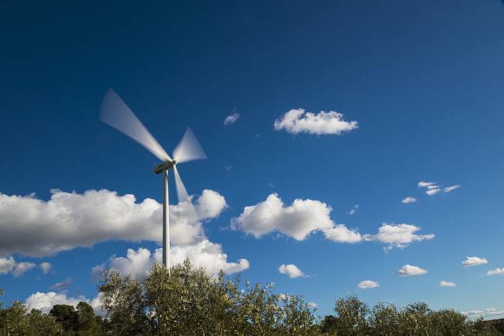 Molí de vent, vent, turbina de vent, poder, posta de sol, generador, renovables