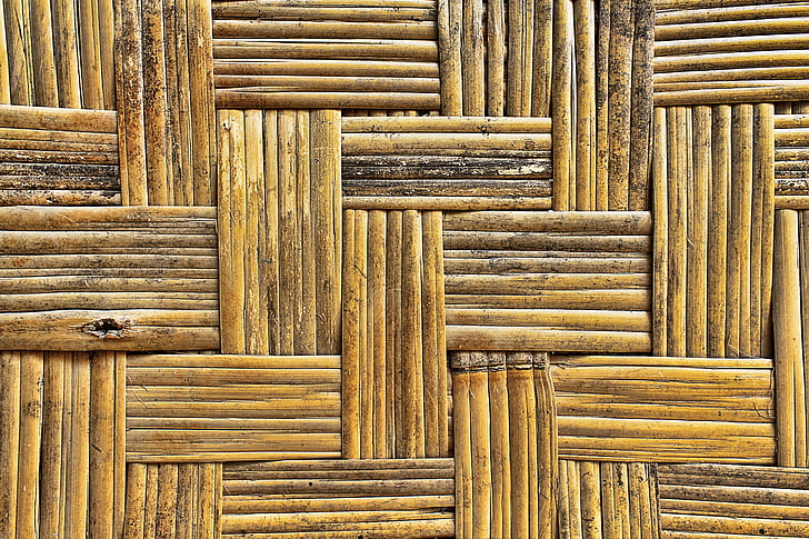 bambus, bambusové rohože, vzor, textúra, tkaniva, hnedá, vrkoč