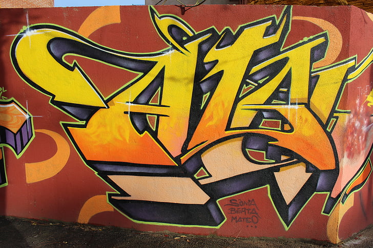 grafiti, miesto meno, gatvės menas, dažytos