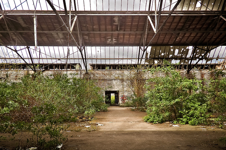 lost places, old, decay, ruin, railway depot, train, train hall