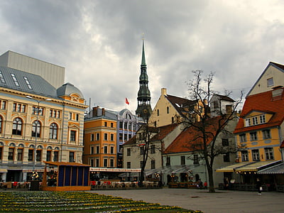 Riga, Letonia, ciudad, Plaza, arquitectura, escena urbana, lugar famoso